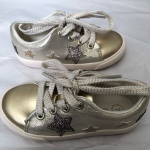 Cat & Jack Toddler Girl Gold and Silver Sneakers